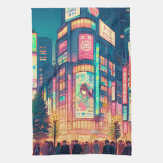 Neon-Träume von Shibuya Geschirrtuch