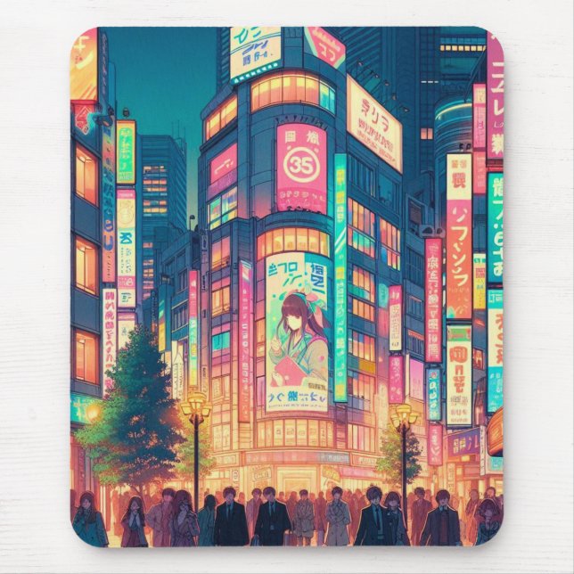 Neon-Träume von Shibuya Mousepad (Vorne)