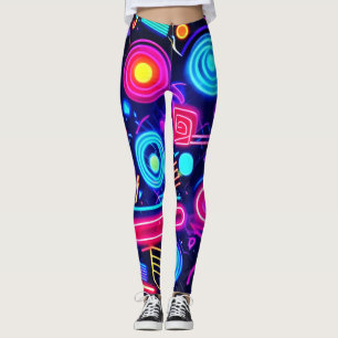 Neon-Traumlandschaft: Eine lebendige abstrakte Kun Leggings