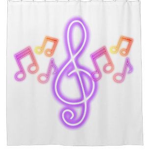Neon Treble Clef Musiknoten Duschvorhang