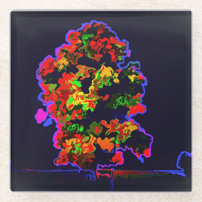 Neon Tree Explosion Glasuntersetzer (Vorderseite)