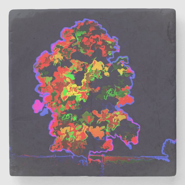 Neon Tree Explosion Steinuntersetzer (Vorderseite)