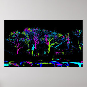 Neon Trees Urban Skyline - Dunkler Himmel Poster