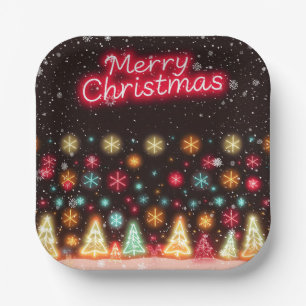 Neon Trendy Christmas Holiday Collection Pappteller