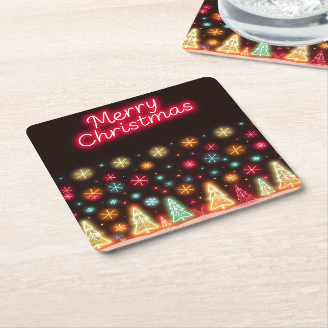 Neon Trendy Christmas Holiday Collection Rechteckiger Pappuntersetzer (angewinkelt)