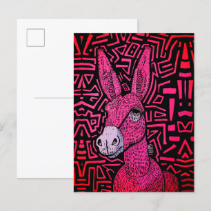 Neon Tribal Donkey - Bold and Psychedelic Wall Art Postkarte