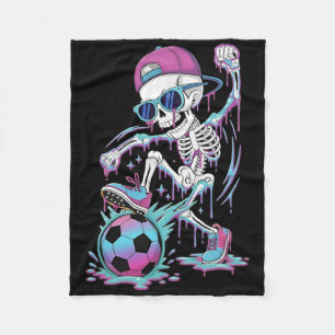 Neon-Tropf-Skelett-Fußballspieler-Graffiti-Straßen Fleecedecke