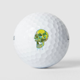 Neon-Tropfende Schädel-Illustration – Fette Grunge Golfball