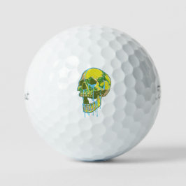 Neon-Tropfschädel-Illustration – Fetter Grunge-Kun Golfball