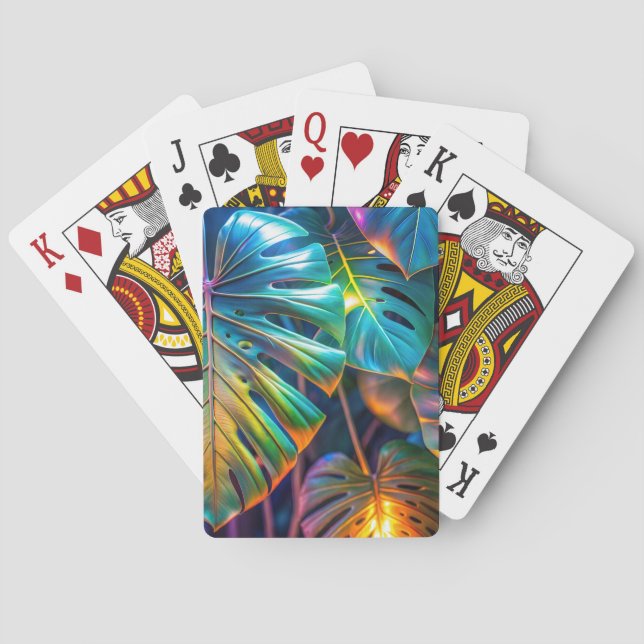 Neon Tropical Blätter Spielkarten (Rückseite)