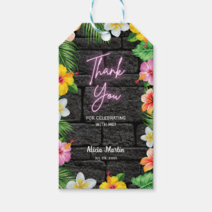 Neon Tropical Forest Summer Hawaii Geburtstagspart Geschenkanhänger