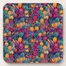 Neon Tropical Fruit Flower Coaster Set - Pineapple Getränkeuntersetzer