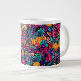 Neon-Tropische-Frucht-Blumen-Kaffeetasse - Ananas Jumbo-Tasse
