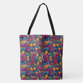 Neon-Tropische-Frucht-Blumen-Tragetasche - Ananas Tasche