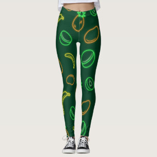 Neon-Tropische Fruchtmuster-Leggings Leggings