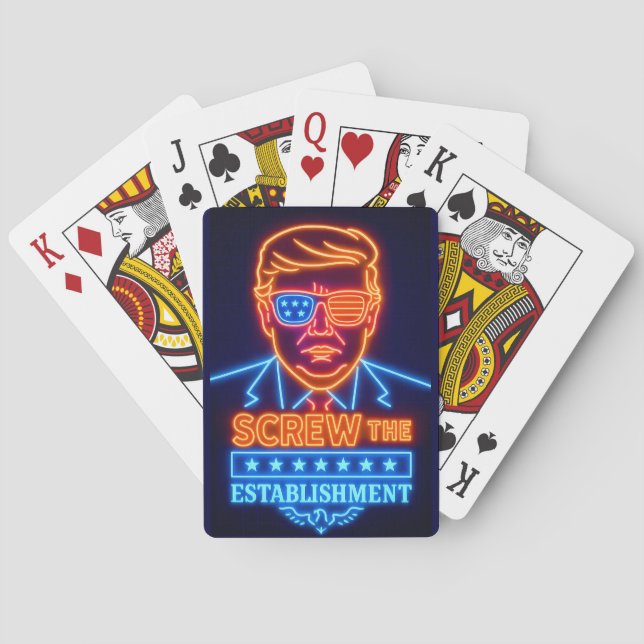 Neon Trump hat die Spielkarten für das Establishme (Rückseite)