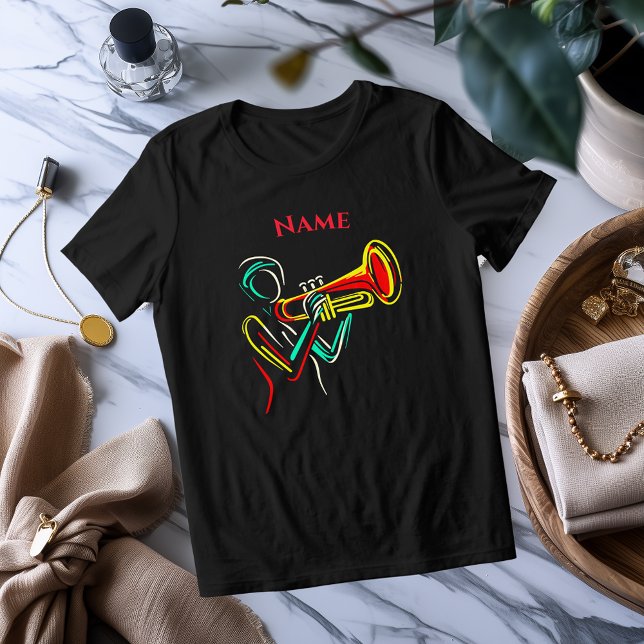 Neon Trumpet Line Art | Lebhafter musikalischer T  Tri-Blend Shirt (Von Creator hochgeladen)