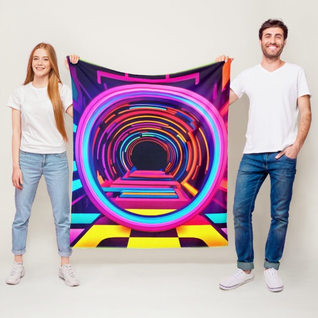 Neon Tunnel Dimensionen Fleecedecke (Beispiel)