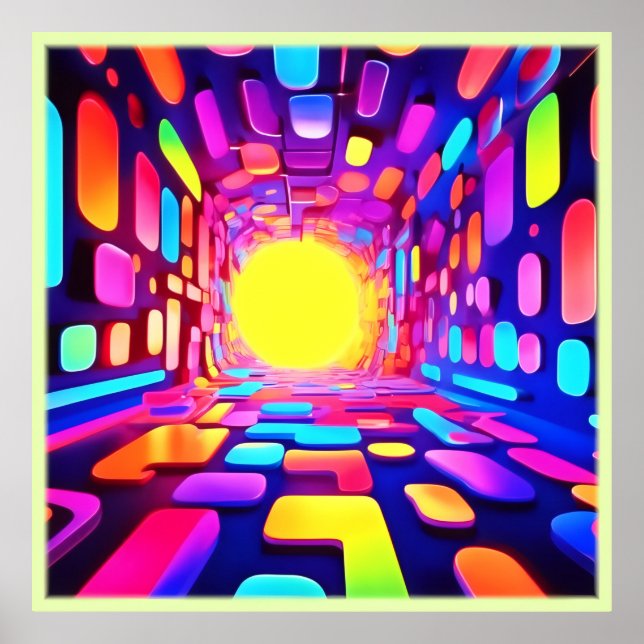 Neon Tunnel: Psychedelische Reise Poster (Vorne)