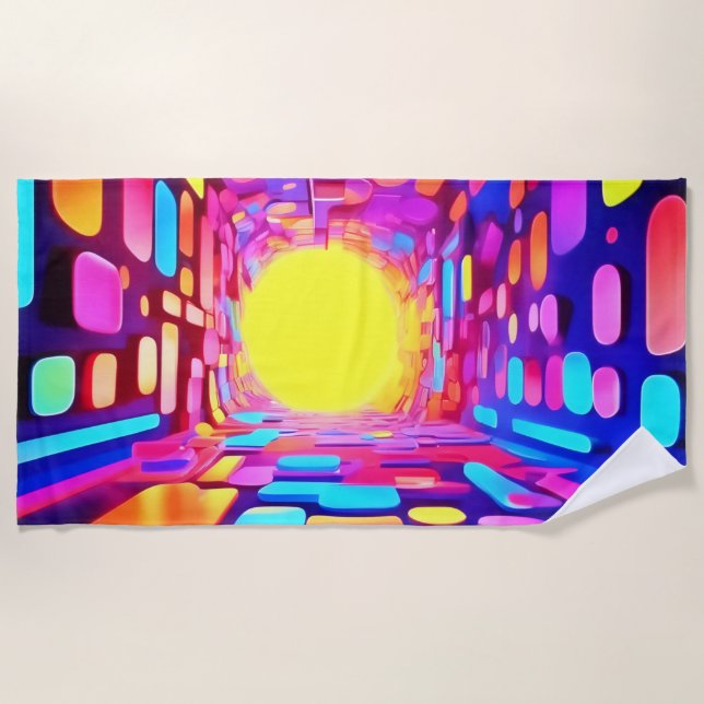 Neon Tunnel: Psychedelische Reise Strandtuch (Vorderseite)