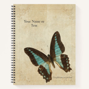 Neon Türkis Blau Dreieck Schmetterling Notizbuch