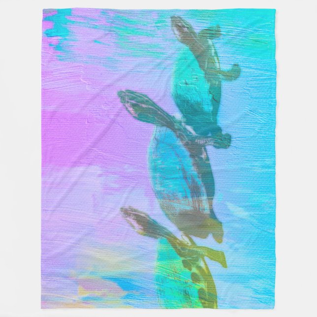 Neon Turtle Fleecedecke (Vorderseite)