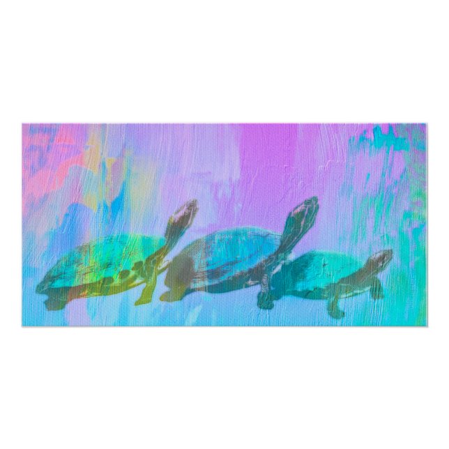 Neon Turtles Glossy Poster (Vorderseite)