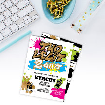 Neon Two Legit to Quit 2nd Birthday Invitation