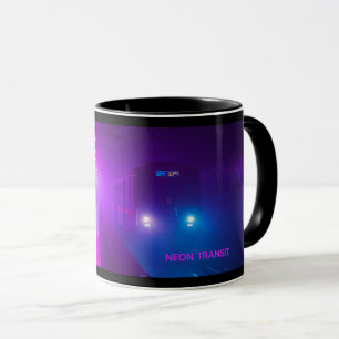 Neon-U-Bahn-Vaporwave-Tasse – Retro-Cyberpunk-Kaff Tasse