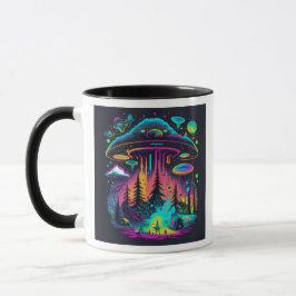 Neon UFO und Alien Scene Psychedelic Art Tasse