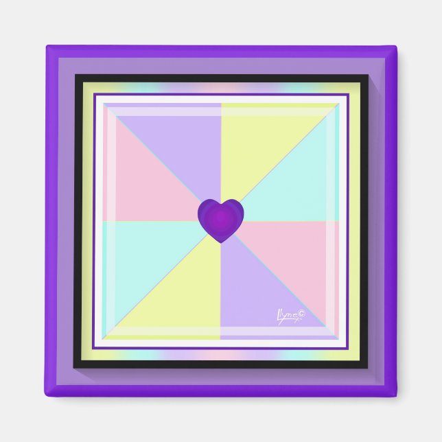 NEON und lila Herzen schlagen Magnet (Vorne)
