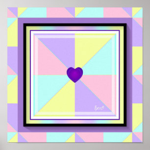 NEON und lila Herzen schlagen Poster