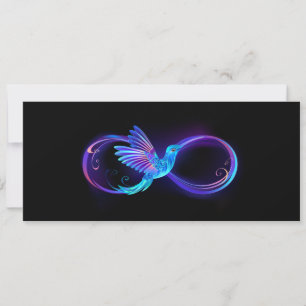 Neon-Unendlichkeitssymbol mit leuchtendem Kolibri Einladung