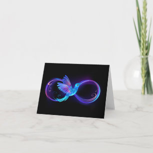 Neon-Unendlichkeitssymbol mit leuchtendem Kolibri Einladung