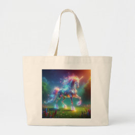 Neon Unicorn Art – Glowing Fantasy Horse Rainbow Jumbo Stoffbeutel