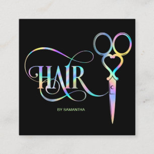 Neon Unicorn Holographic Friseur Quadratische Visitenkarte