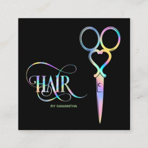 Neon Unicorn Holographic Friseur Quadratische Visitenkarte
