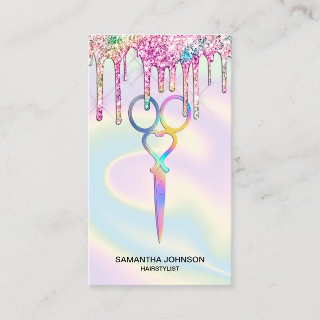 Neon Unicorn Holographic Friseur Visitenkarte (Vorderseite)
