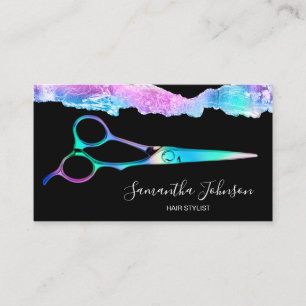 Neon Unicorn Holographic Hairstylist Friseur B Visitenkarte