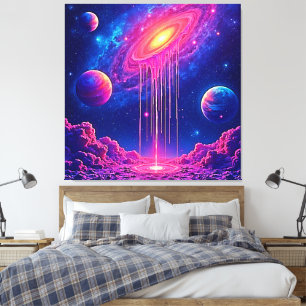 Neon-Universum: Triefender Sternenlicht Leinwanddruck