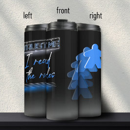 Neon Vaporwave Meeple Blue Board Game Geek Thermosbecher