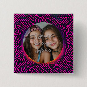 Neon Vaporwave Swirf Benutzerdefinierter Foto-Rahm Button