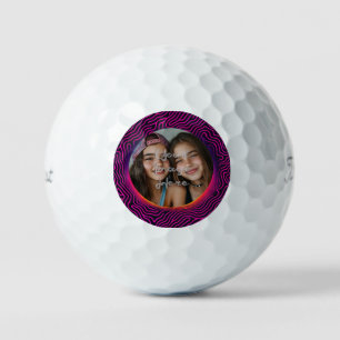 Neon Vaporwave Swirf Benutzerdefinierter Foto-Rahm Golfball