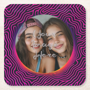 Neon Vaporwave Swirf Benutzerdefinierter Foto-Rahm Rechteckiger Pappuntersetzer