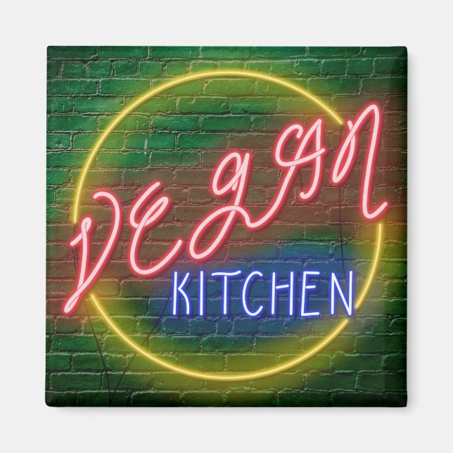 Neon Vegan Kitchen Sign Magnet (Vorne)
