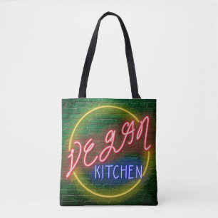 Neon Vegan Kitchen Sign Tasche