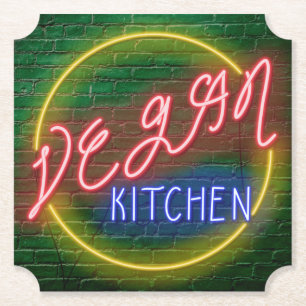 Neon Vegan Kitchen Sign Untersetzer