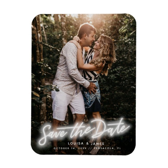 Neon Vertical Foto Save the Date Magnet (Vertikal)