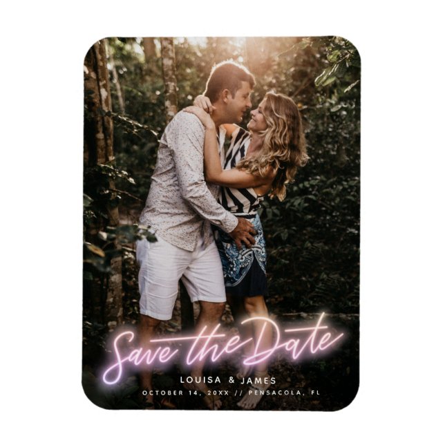 Neon Vertical Photo Save the Date Magnet (Vertikal)