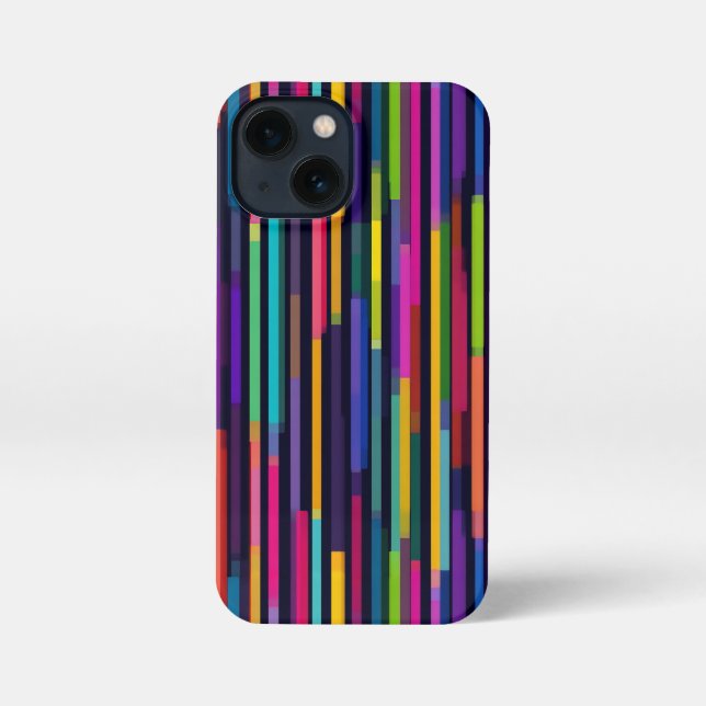 Neon Vertical Stripe Pattern iPhone 13 Mini Hülle (Rückseite)